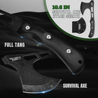PURPLEBIRD Outdoor Survival Axe & Fixed Blade Knife Set - Full Tang Camping Hatchet and Hunting Knife with Sheath, Lightweight Small Hand Axe & Bushcraft Knives Set with Wood Handle, Gift Box for Men