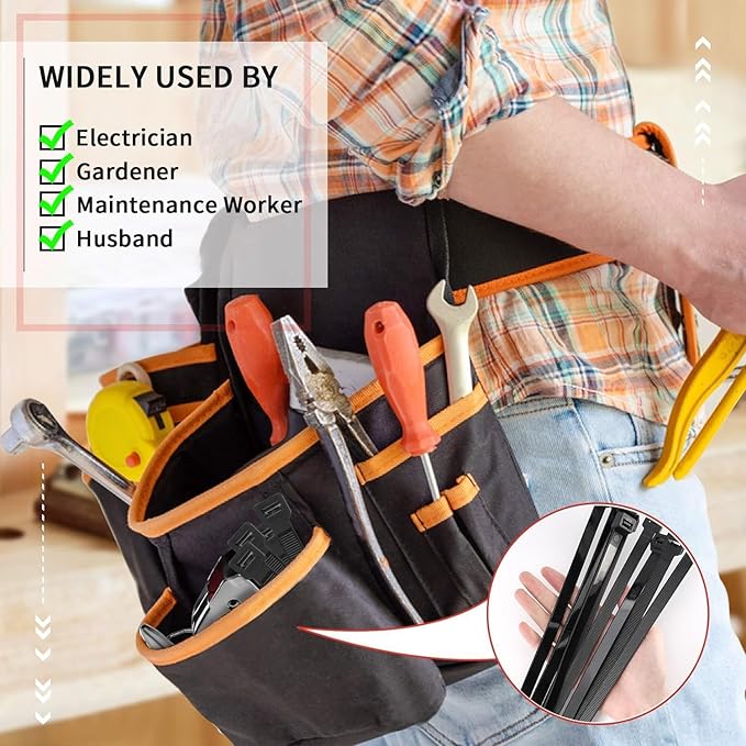 Black Zip Ties 500 Pcs,TDEBSSY 4.8mm Wide 20in Long 70lb Heavy Duty Cable Ties Self Locking Nylon Zip Ties UV Resistant Strong Wire Ties with 32 kg Tensile Strength (20in/70lbs)