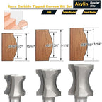 Akylin's CNC 6PCS Convex Edge Oval Router Bit Set 1/2" Shank, Shallow Bullnose at 1/4",5/16",3/8",1/2",3/4",7/8" Length,Convex Column Molding Router Bits-Perfect for Stair Treads and Shelf Edges