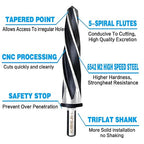 DKIBBITH 1-1/8" Bridge Construction Reamer Drill Bit, M2 HSS Taper Chucking Reamer for Steel Alloy Metal Wood Plastic, 1/2" Non-Slip Shank, 5-Spiral Flutes Car Reamer, to Align or Enlarge Holes, 28mm