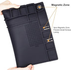 Premium Heat Resistant 932°F Magnetic Silicone Soldering Mat Electronics Work Mat for Computer Cell Phone Laptop Repair, BGA Soldering Gun Iron Workbench Protection