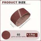 HARFINGTON 3 x 18 Inch Sanding Belts, 1 Pcs 60 Grits Aluminum Oxide Abrasive Belt Sander File Belt for Woodworking, Metal Polishing, Knife Sharpener