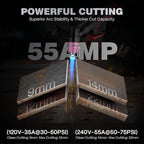 ARCCAPTAIN iControl CUT55 Prolux Plasma Cutter Machine, [APP Control] 55 Amp Non-Touch Pilot Arc, 120V/240V, Upgraded LED Display, Grid Cutting, Rust Removal, Air Pressure Detection for Home DIY