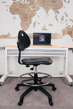Chair Master (Medium Bench Stool, Rubber Roller Blade Stye Casters Easy to Clean! Ergonomic Polyurethane Chair with Footring. Seat Height Range 19"-27". Home Office Lab Workstation.