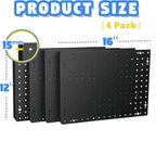Heavy Duty 4 Panel Metal Peg Board with 32 Sturdy Hooks, Wall Pegs for Garage Organization, Garden Tools, Peg Board Organizer Accessories(Black,32" X 24")