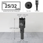 25/32 Inch Hole Saw with 9.1mm Triangle Shank Arbor, JTemgle Bi-Metal Hole Saw Heavy Duty Hole Cutting Tool for Cornhole Boards, Recessed Lights, Wood, Plastic, Drywall & Soft Metal