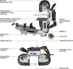 MAXXT Bandsaw with Table Saw, 10 Amp 5 Inch Deep Cut Band Saw with Lightweight Aluminum Base, Variable Speed Handheld Automatic Multipurpose Cut with Wheels Metal Saw, Portable Bandsaws for Metal Wood
