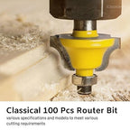 CSOOM 100PC Router Bit Set, 1/4" Shank, Carbide Router Bit Set for Professional Woodworking, with Aluminum Case