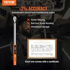 VEVOR Digital Torque Wrench 1/2" Drive(25-250ft.lb/34-340n.m), ±2% Torque Accuracy, 3-Mode Adjustable Electronic Torque Wrench with LED Buzzer Calibration