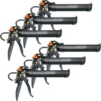 AWF PRO 10 oz Dual Thrust Caulk Gun - 25:1 or 12:1 Thrust Ratio, Dripless, Rotating Barrel, Comfort Grip, with Built-In Puncture Tool, Pack of 6