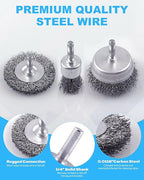 Rocaris 21-Pack Carbon Steel Wire Wheel, Cup, Pen Brush Set with 1/4-Inch Round Shank for Rust Removal, Corrosion and Scrub Surfaces