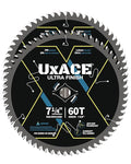 7-1/4-Inch 60-Tooth Circular Saw Blade with 5/8-Inch Arbor, Ultra Finish Wood Cutting, Carbide Tip, Thin Kerf, for Plywood, MDF, OSB, Laminated, 2 Pack