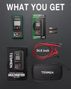 TM-510 Digital Multimeter, 4000 Counts, Smart Measurement, Auto-Ranging Voltmeter; Voltage Tester with Non-Contact Voltage Function, Measures AC/DC Voltage, Resistance, Continuity – Green