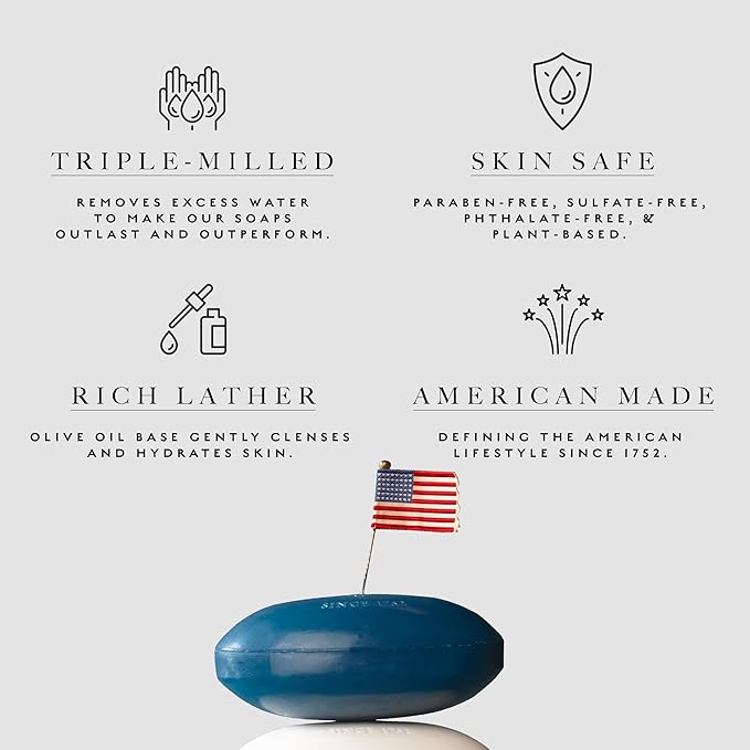 Caswell-Massey Jockey Club Natural Bar Soap for Men, Moisturizing Body Soap Bar for All Skin Types, Made with Essential Oils & Plant-Based Formula for Soft Skin, Made in USA, 5.8 oz