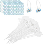 PATIKIL 6inch Zip Ties, 200pcs Cable Ties Tags Nylon Wire Marking Label Self Locking Plastic Straps Write on with Label Tags Paper for Organization Cord Network Ethernet Marking, White