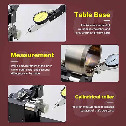 Coaxiality Measuring Instrument,Concentricity Tester, Measuring Dia 1-35mm, Length 102mm, Precision Resolution 0.002mm, with a Measuring Stand, for Measuring Stepped Shafts, Bushings et al