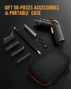 VIGRUE Cordless Screwdriver Set, 8V Max 10Nm Rechargeable Electric Screwdriver with 47 Accessories, 320RPM/10+1 Torque Setting power screwdriver kit, 2 Position Handle with LED Light