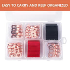 62PCS 6 AWG Ring Terminal Connectors Battery Copper Wire Lugs 6 Gauge 5/16", 3/8", 1/4", 1/2" with Heat Shrink Tubing Set, 30Pcs Battery Cable Ends and 32PCS Heat Shrink Tubing