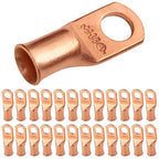 SELTERM 25pcs 1 AWG 3/8" Stud Battery Lugs, Ring Terminals, Heavy Duty Copper Wire Lugs, Battery Cable Ends, 1 Gauge Ring Terminal Connectors, UL Bare Copper Eyelets Electrical Battery Cable Lugs