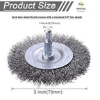 6 Pack Wire Wheel Brush for Drill - 1/4 Inch Hex Shank, Coarse Carbon Steel Crimped Wire Wheel for Cleaning Rust