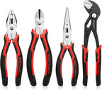 MAXPOWER 4-Piece Pliers Set: 8" Lineman, Diagonal Cutters, Needle Nose, 10" Water Pump Pliers
