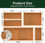 5-Piece Bamboo Drawer Organizer Set, 2.2" Deep | Multi-Use Organizers for Utensils, Silverware, Cutlery, Desk, Bathroom, Junk Drawer & Makeup, Non-Slip Feet Included.