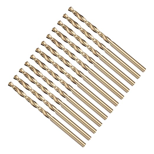 Drill Bit, 5/32" Cutting Diameter (3.969mm), 4241 HSS Black and Gold 118° Cutting Angle Versatile Jobber Bits - (Applications: for Drilling Plastic Wood Soft Thin Metal), 12-Pieces