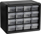 Akro-Mils 16-Drawer Plastic Drawer Storage Cabinet for Garage Organization, Beads, Makeup Organizer, Building Bricks Storage, Teacher Toolbox, 10-1/2-Inch W x 6-1/2-Inch D x 8-1/2-Inch H, 10116 Black