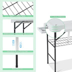 Dragosum 42'' Outdoor Fish Cleaning Table Portable Camping Sink Station with Double Sinks, Collapsible Swivel Faucet, Picnic Sink Table for Picnic Beach Patio