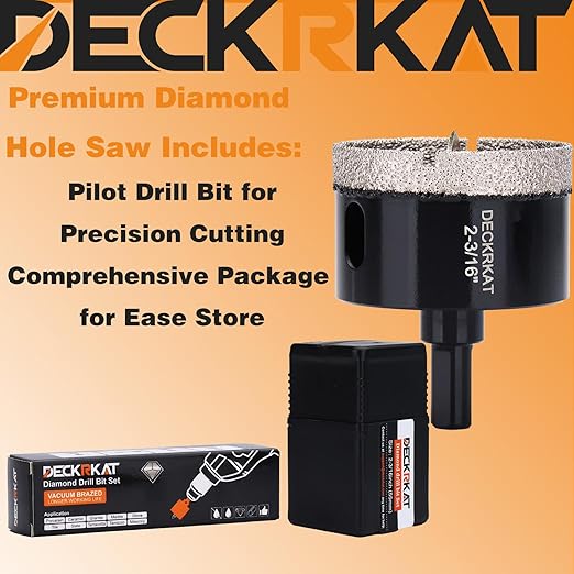 2-3/16 Inch Diamond Hole-Saw Bits with Pilot Drill Bit-2pc 2-3/16" Diamond Tipped Tile Hole Saws with Guiding Bit Accurate Drilling for Porcelain Tile Ceramic Pottery Granite Stone Glass Bottles 55mm