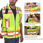 Dib Safety Reflective Vest Heavy Duty, High Visibility Two Tone Engineer Vest, Made with 3M Tape, Padded Collar, Retractable ID Pocket, Yellow 3XL