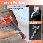 Sausage Caulking Gun Kit, 20 oz Sausage Foil Pack / 10 oz Cartridge Convertible, 30:1 Thrust Ratio Sausage Hand Caulk Guns, Silicone Gun for Sausage Sealants, Equipped with Sealant Finishing Tools.