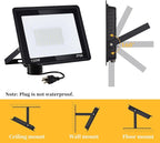 ADYENA 150W LED Flood Lights Outdoor Plug in, 15000 LM Super Bright Security Lights, IP66 Waterproof LED Work Light, 6000K Daylight White Floodlights for Garage Yard Garden Playground(2 Pack)