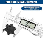 Digital Caliper Measuring Tool, 6 Inch Stainless Steel Vernier Caliper Digital Micrometer with Large LCD Screen, Auto-Off Feature, Easy Switch from Inch Metric Fraction