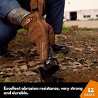 12 Pairs Bulk Leather Work Gloves for Men or Women for Gardening, Construction, Truck, Driving, Farm, Ranch, Woodworker, Soft, Cowhide Thickened, Water Resistant, Brown, Large