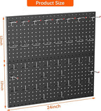 TORACK Metal Pegboard Wall Organizer 24" x 24" or 12" x 48", 70 PCS Tools Storage Pegboard for Garage Tool Organizer Peg Board with Pegboard Hooks for Workbench(Black)