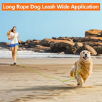 NTR Heavy Duty Dog Leash, 15FT Training Leash with Swivel Lockable Hook, Padded Handle and Highly Reflective Threads, Dog Lead for Walking, Hunting, Camping, Backyard for Small Medium Large Dog Green