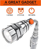 VIBELITE Extendable Magnetic Flashlight with Telescoping Magnet Pickup Tool-Cool Gadget Birthday for Men, Dad, Husband, Him, Father, Mechanic,Tech, Handyman, Boyfriend, Women, Silve