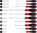 Wiha 30290 SoftFinish Grip ScrewDriver Set, Slotted 3.0-6.5, Phillips Number 0 -2 and Square Number 1-3, 10-Piece Set