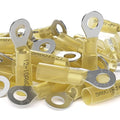 AIRIC 12-10 AWG - 1/4" Heat Shrink Ring Terminals, Copper Terminal Connector Ends, Battery Cable End Lugs, Yellow Insulated Electrical Crimp Wiring Connectors, Wire Lug for 12, 10 Gauge Wires, 50 PCS
