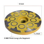 4 in.x 5/8-11 in. No Bouncing Resin Filling Diamond Cup Grinding Wheel for Concrete Stone Surface Grinding, T Segments Smooth Chip Free Diamond Grinding Wheel