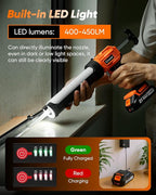 Saker Electric Caulking Gun Cordless Caulk Gun Drip-free with Silicone Caulking Tools 4 Adjustable Speeds with LED Light for Filling, Sealing 1 Batteries