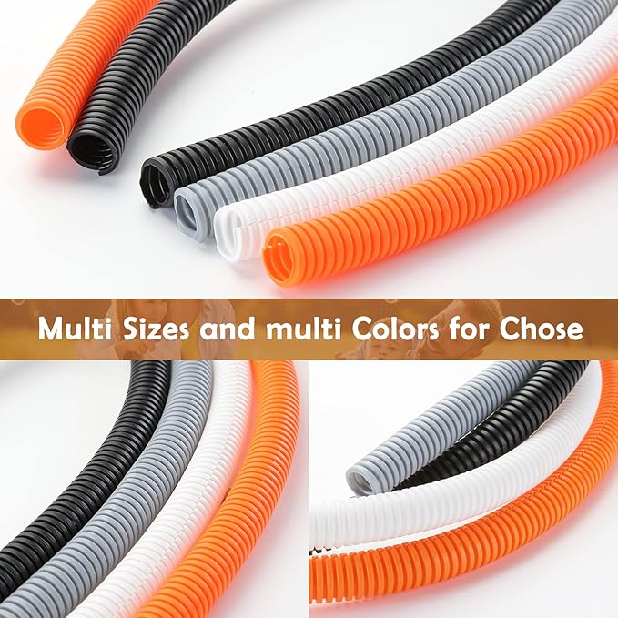 ZhiYo 20FT 1/2” Wire Loom Split Tubing Auto Wire Conduit Flexible Cover | High Temperature Heat Resistant -40F to 257F | Plastic Cover for Electrical Wires & Cables, White