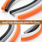 ZhiYo 20FT 3/8” Wire Loom Split Tubing Auto Wire Conduit Flexible Cover | High Temperature Heat Resistant -40F to 257F | Plastic Cover for Electrical Wires & Cables, Grey