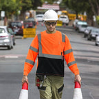 AYKRM Safety T Shirt Reflective High Visibility hi vis Long Sleeve T Shirt (XS-6XL)