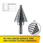 5-Piece M2 HSS Step Drill Bits Set, 1/8"-1-3/8" High-Speed Steel Unibit Kit with Storage Case, 50 Sizes Multi-Hole Precision Bits for Sheet Metal, Steel, Aluminum, Professional & Home Tool Set