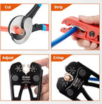 iCrimp Battery Cable Lug Crimping Tool Kit for Copper Lugs Awg 8-1/0,Battery Cable Crimper with 90pcs Copper Battery Lugs/Heat Shrink Tube