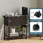 Mobile File Cart with Lock, Rolling File Cabinet Hanging Letter/Legal Size with Lockable Sliding Cover, Office File Organizer on Wheels