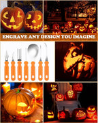Halloween Pumpkin Carving Tools Kit, Professional and Heavy Duty Stainless Steel Pumpkin Cutter Knife Saw Scoop Tools Set for Kids or Adults, 7Pcs Carving Set for Halloween Decoration Jack-O-Lanterns