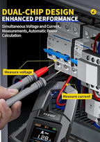 【Newly Upgraded】 FNRSI DMC-100 10000-Count True RMS Clamp Meter, 600A AC/DC Current & 750V Voltage Tester, NCV Detection, Temperature, Color Screen with Waveform, Power Meter, Type-C Rechargeable